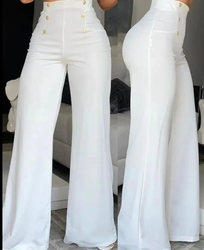 Calça Feminina Pantalona 2025 – Cintura Alta, Boca Larga e Estilo Europeu