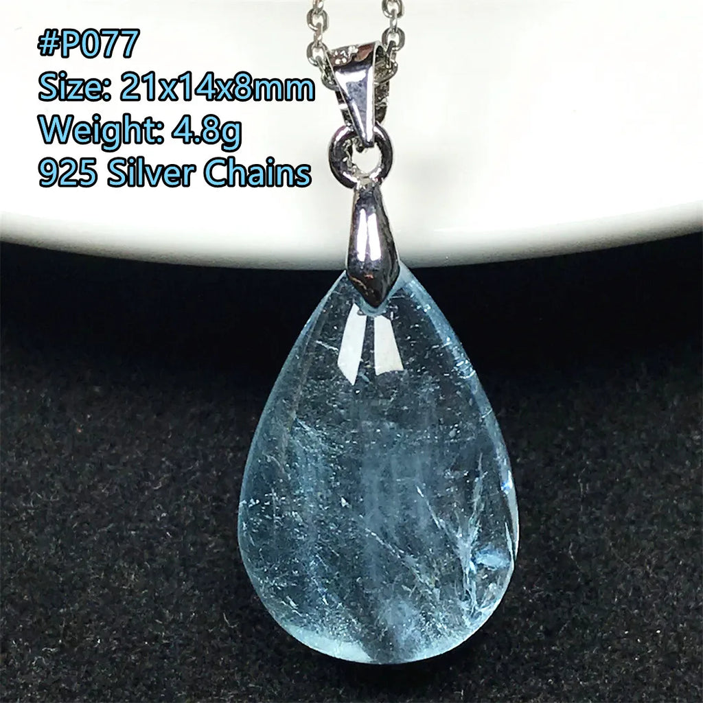 Pingente de Topázio Azul Natural – Pedra de Energia, Sorte e Amor, Joia Feminina e Masculina