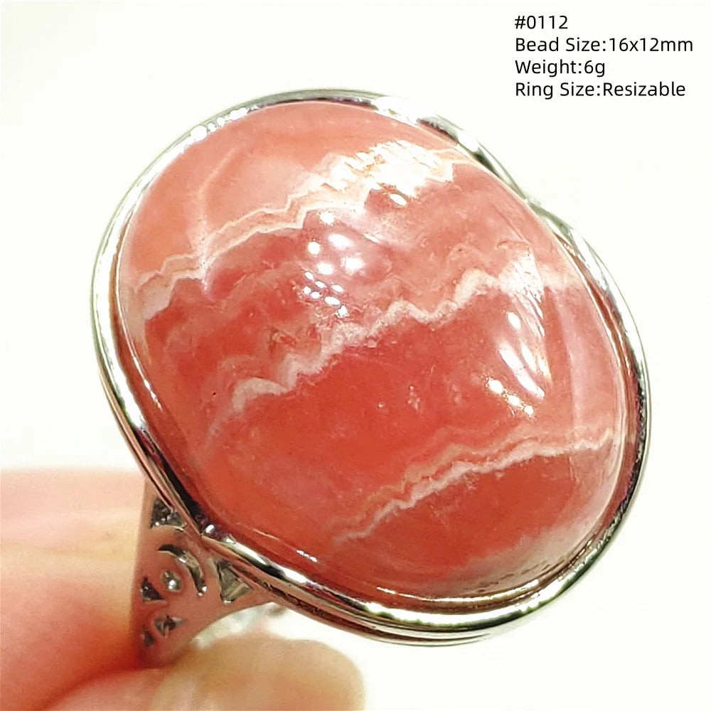 Anel Ajustável Rhodochrosita – Pedra Natural Rosa para Amor e Cura, Joia Feminina e Masculina
