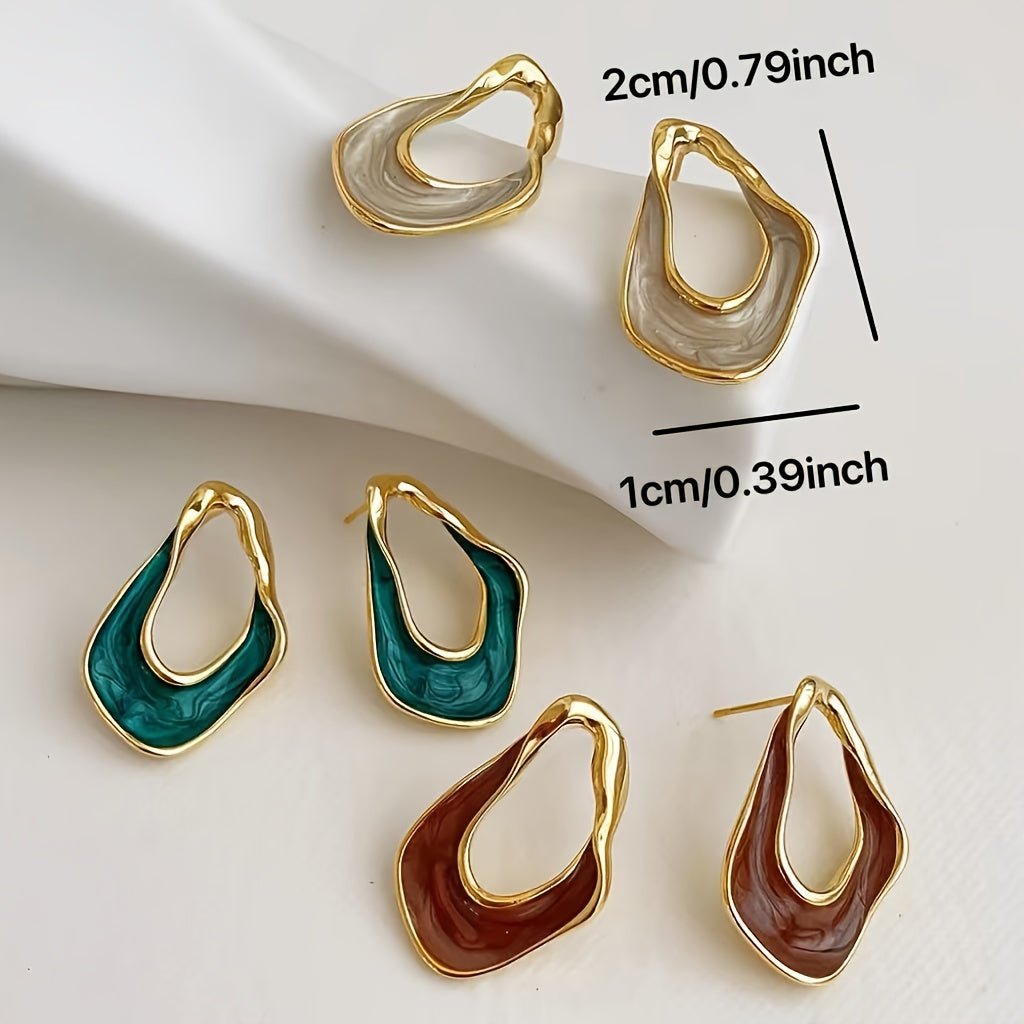 1 pair of  and elegant stud earrings for ladies - zinc alloy, irregular teardrop shape, suitable for all seasons; fashionable design